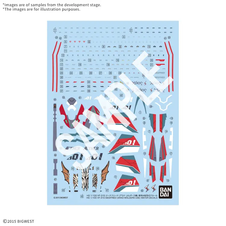 Bandai Model Kit - MACROSS - HG 1/100 VF-31S Siegfried Water Decals - Model Kit