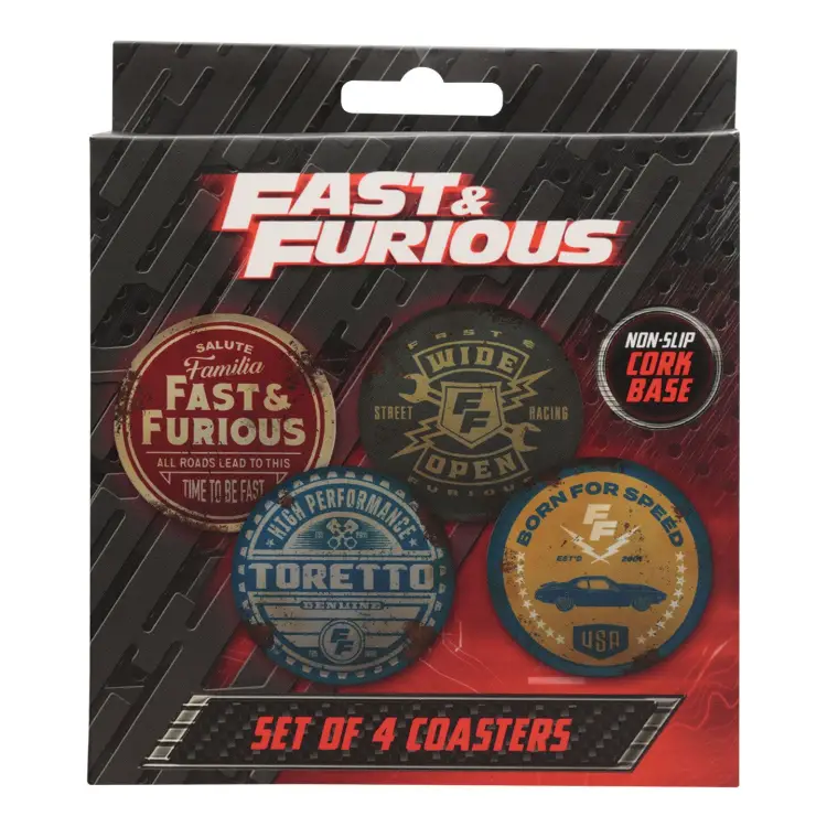 Fanattik - FAST & FURIOUS - Set of 4 Coasters - Limited Edition