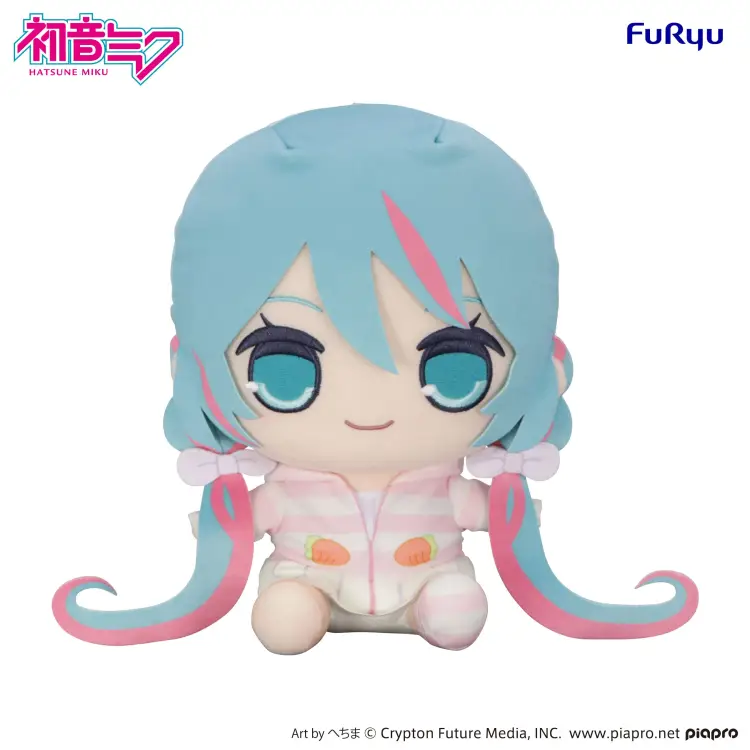 Furyu - HATSUNE MIKU - Rabbite Ear Hood Pajama - Big Plush Toy Kyurumaru 28cm