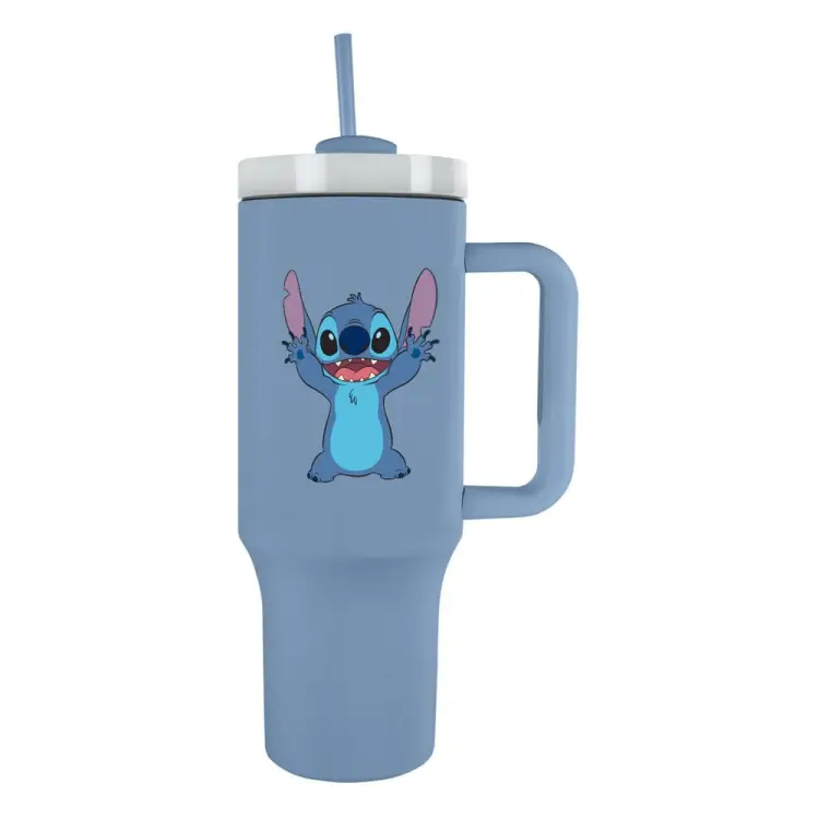 Metalowy Kubek ze słomką i uchwytem - Disney: Lilo & Stitch - 1130 ml