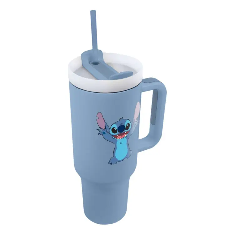 Metalowy Kubek ze słomką i uchwytem - Disney: Lilo & Stitch - 1130 ml