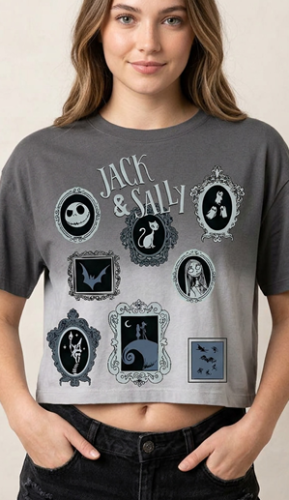 Cotton Division - NBX - Jack & Sally - T-Shirt Women Crop Top (XXL)