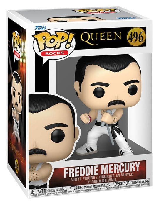 Funko - Queen POP! Rocks Vinyl Figure Freddie Mercury (white singlet) 9 cm