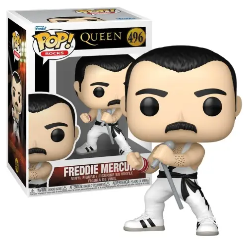 Funko - Queen POP! Rocks Vinyl Figure Freddie Mercury (white singlet) 9 cm