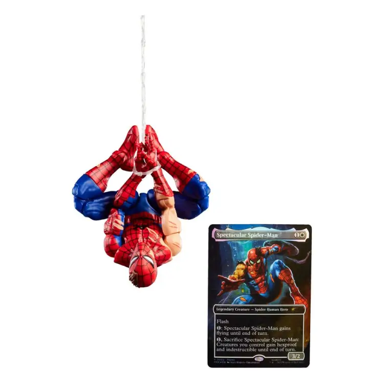 Marvel Legends - MAGIC THE GATHERING Battle-Damaged Spider-Man (plus Exclusive Foil Card) 15 cm