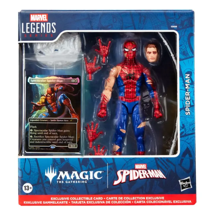 Marvel Legends - MAGIC THE GATHERING Battle-Damaged Spider-Man (plus Exclusive Foil Card) 15 cm