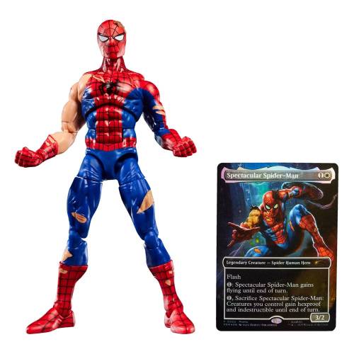 Marvel Legends - MAGIC THE GATHERING Battle-Damaged Spider-Man (plus Exclusive Foil Card) 15 cm