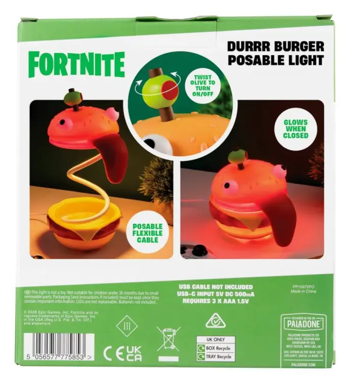 Paladone Products Fortnite - Durrr Burger - Light Durrr Burger Posable