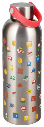 Paladone Products Super Mario - Super Mario - Metalowa Butelka na Wodę z Uchwytem
