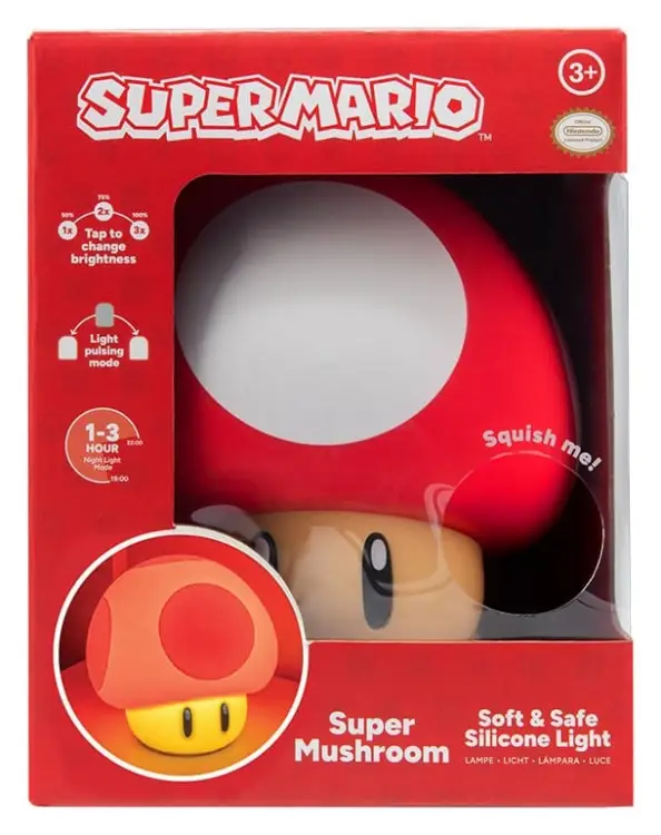 Paladone Products Super Mario - Super Mushroom - SquishyGlo Silicon Light