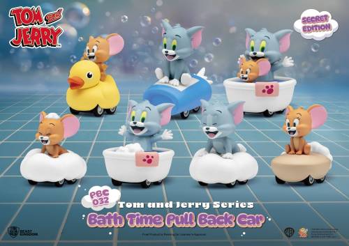 TOM AND JERRY - Bath Time Pull Black Car - Zestaw 6 figurek. Pudełko zaślepiające 5cm