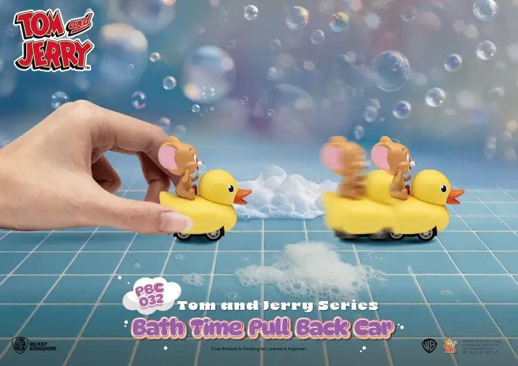 TOM AND JERRY - Bath Time Pull Black Car - Zestaw 6 figurek. Pudełko zaślepiające 5cm