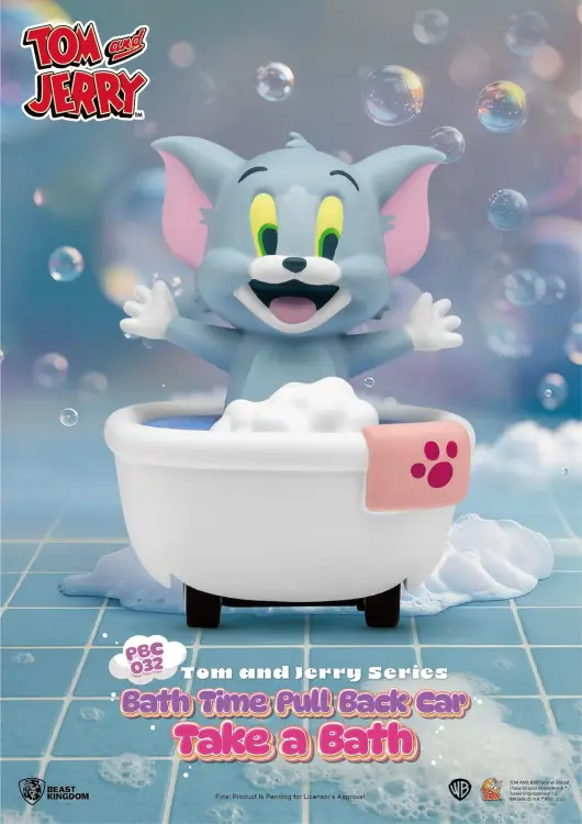 TOM AND JERRY - Bath Time Pull Black Car - Zestaw 6 figurek. Pudełko zaślepiające 5cm