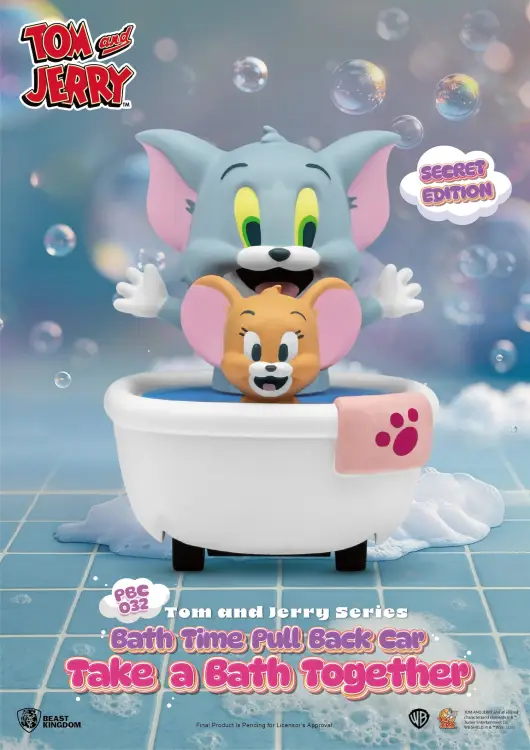 TOM AND JERRY - Bath Time Pull Black Car - Zestaw 6 figurek. Pudełko zaślepiające 5cm