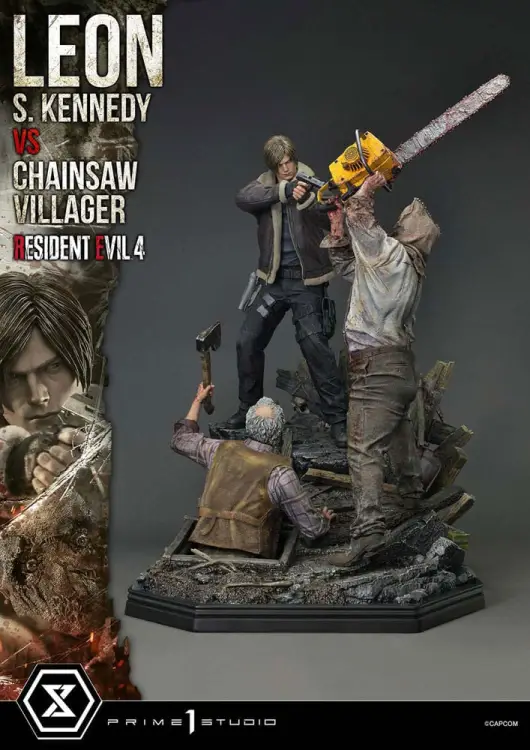 Prime 1 Studio Resident Evil 4 Ultimate Premium Masterline Series - Leon S. Kennedy vs. Chainsaw Man Bonus Ver. 1/4 76 cm