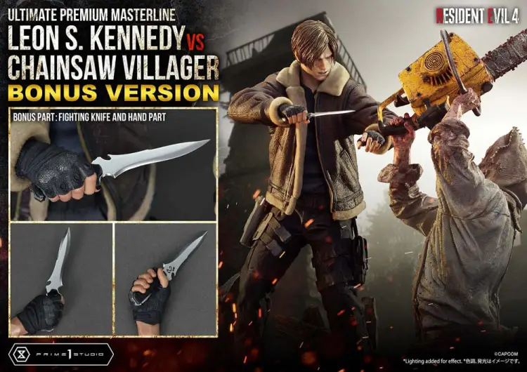 Prime 1 Studio Resident Evil 4 Ultimate Premium Masterline Series - Leon S. Kennedy vs. Chainsaw Man Bonus Ver. 1/4 76 cm