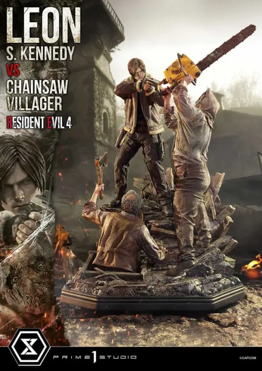 Prime 1 Studio Resident Evil 4 Ultimate Premium Masterline Series - Leon S. Kennedy vs. Chainsaw Man Bonus Ver. 1/4 76 cm