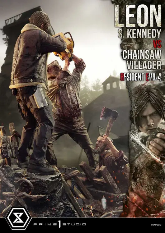 Prime 1 Studio Resident Evil 4 Ultimate Premium Masterline Series - Leon S. Kennedy vs. Chainsaw Man Bonus Ver. 1/4 76 cm