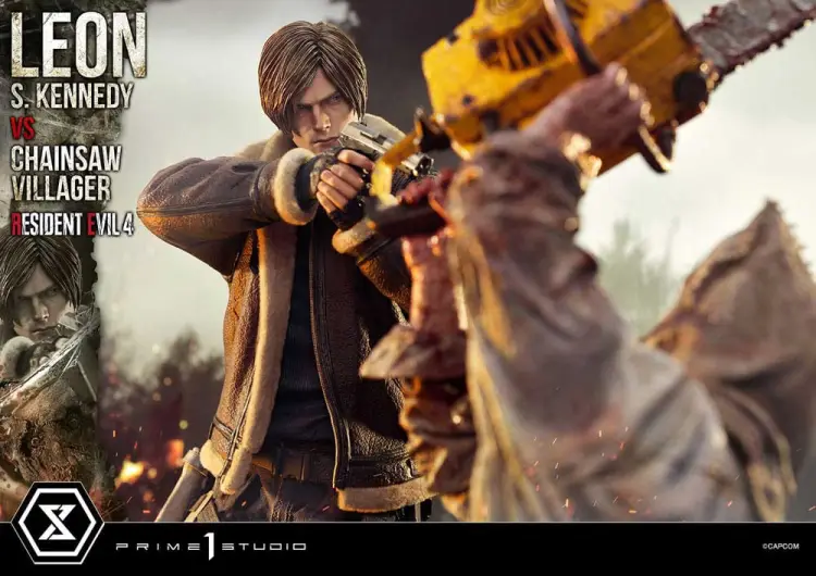 Prime 1 Studio Resident Evil 4 Ultimate Premium Masterline Series - Leon S. Kennedy vs. Chainsaw Man Bonus Ver. 1/4 76 cm