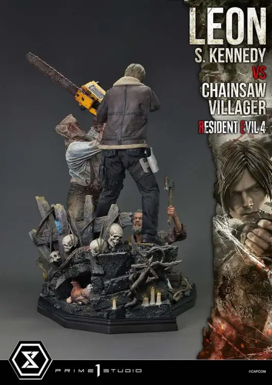 Prime 1 Studio Resident Evil 4 Ultimate Premium Masterline Series - Leon S. Kennedy vs. Chainsaw Man Bonus Ver. 1/4 76 cm