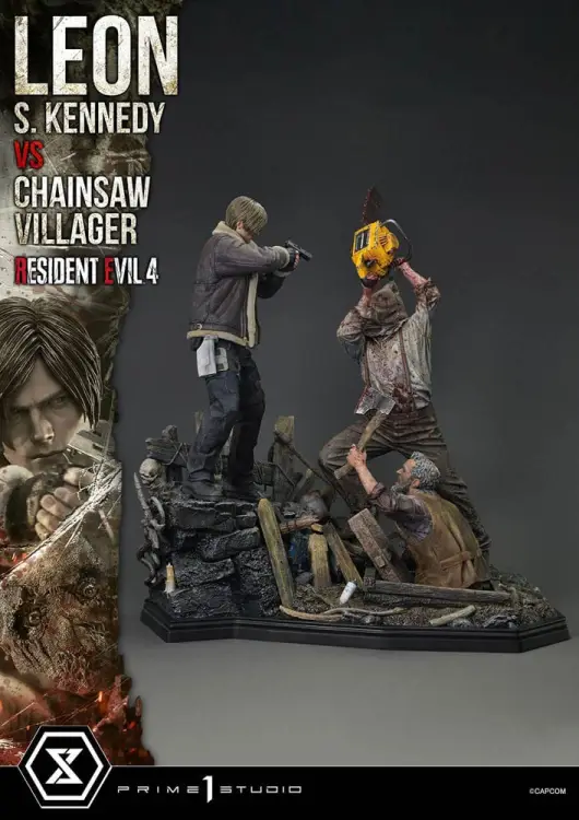 Prime 1 Studio Resident Evil 4 Ultimate Premium Masterline Series - Leon S. Kennedy vs. Chainsaw Man Bonus Ver. 1/4 76 cm
