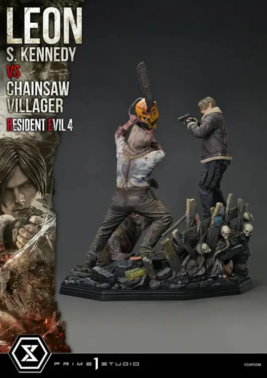 Prime 1 Studio Resident Evil 4 Ultimate Premium Masterline Series - Leon S. Kennedy vs. Chainsaw Man Bonus Ver. 1/4 76 cm