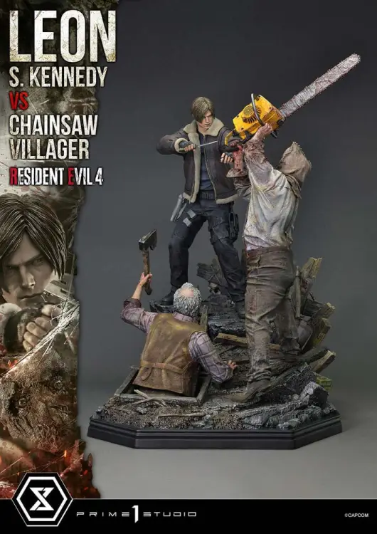 Prime 1 Studio Resident Evil 4 Ultimate Premium Masterline Series - Leon S. Kennedy vs. Chainsaw Man Bonus Ver. 1/4 76 cm