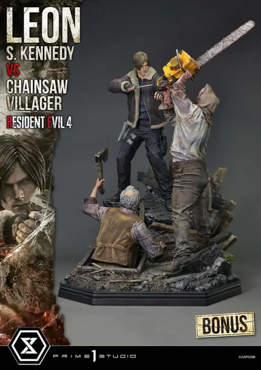 Prime 1 Studio Resident Evil 4 Ultimate Premium Masterline Series - Leon S. Kennedy vs. Chainsaw Man Bonus Ver. 1/4 76 cm
