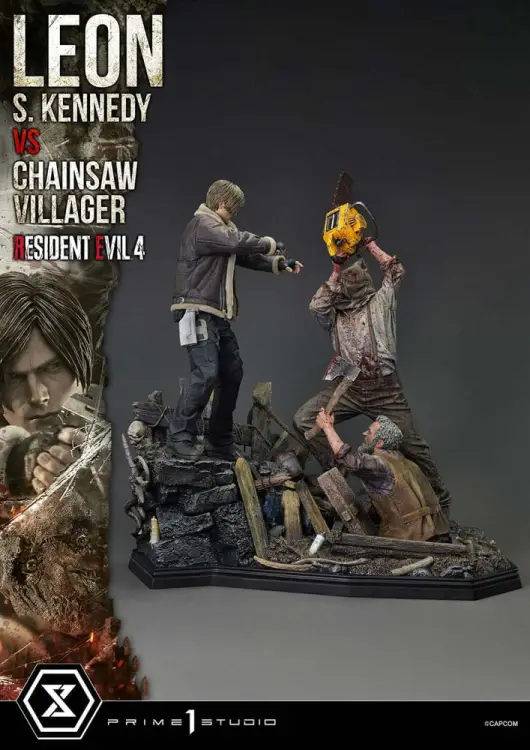 Prime 1 Studio Resident Evil 4 Ultimate Premium Masterline Series - Leon S. Kennedy vs. Chainsaw Man Bonus Ver. 1/4 76 cm