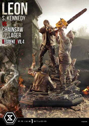 Prime 1 Studio Resident Evil 4 - Leon S. Kennedy vs. Chainsaw Villager - Ultimate Premium Masterline Statue 1/4 Scale
