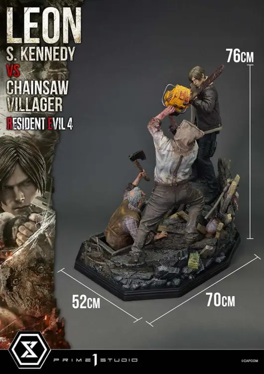 Prime 1 Studio Resident Evil 4 - Leon S. Kennedy vs. Chainsaw Villager - Ultimate Premium Masterline Statue 1/4 Scale