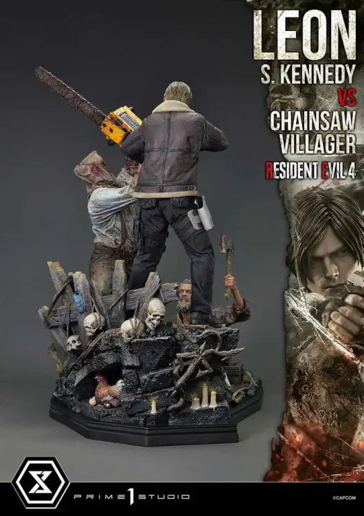 Prime 1 Studio Resident Evil 4 - Leon S. Kennedy vs. Chainsaw Villager - Ultimate Premium Masterline Statue 1/4 Scale