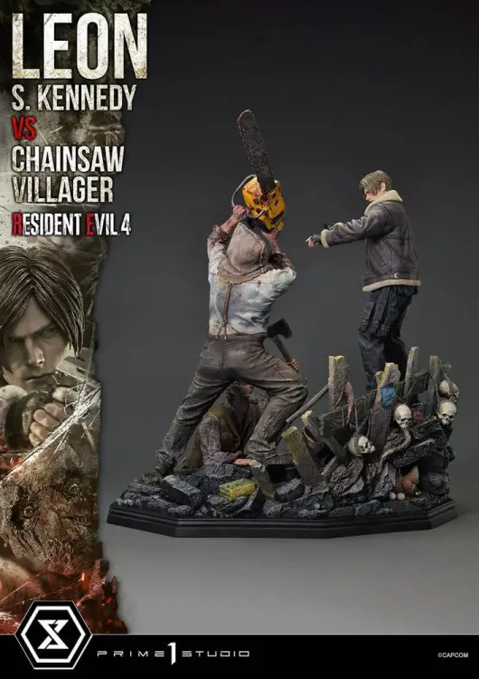 Prime 1 Studio Resident Evil 4 - Leon S. Kennedy vs. Chainsaw Villager - Ultimate Premium Masterline Statue 1/4 Scale