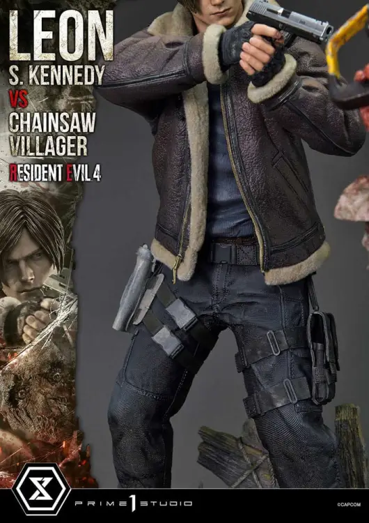 Prime 1 Studio Resident Evil 4 - Leon S. Kennedy vs. Chainsaw Villager - Ultimate Premium Masterline Statue 1/4 Scale