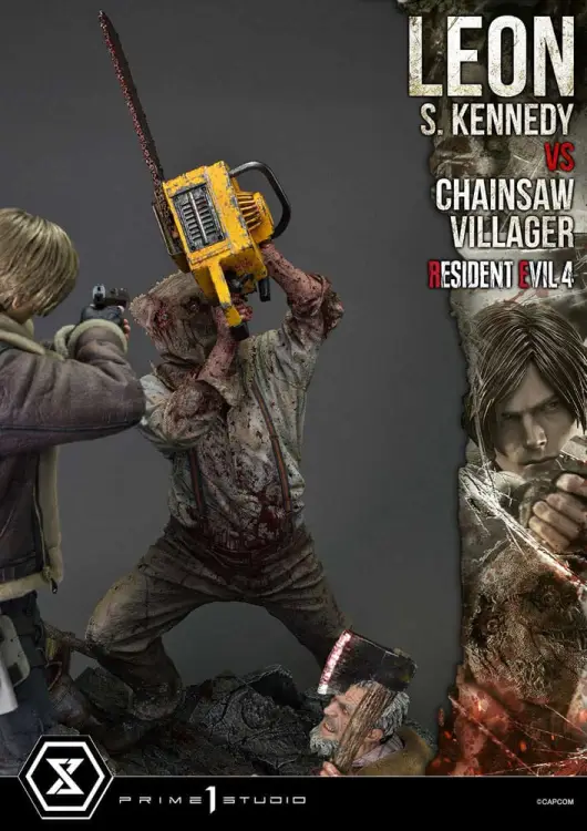 Prime 1 Studio Resident Evil 4 - Leon S. Kennedy vs. Chainsaw Villager - Ultimate Premium Masterline Statue 1/4 Scale