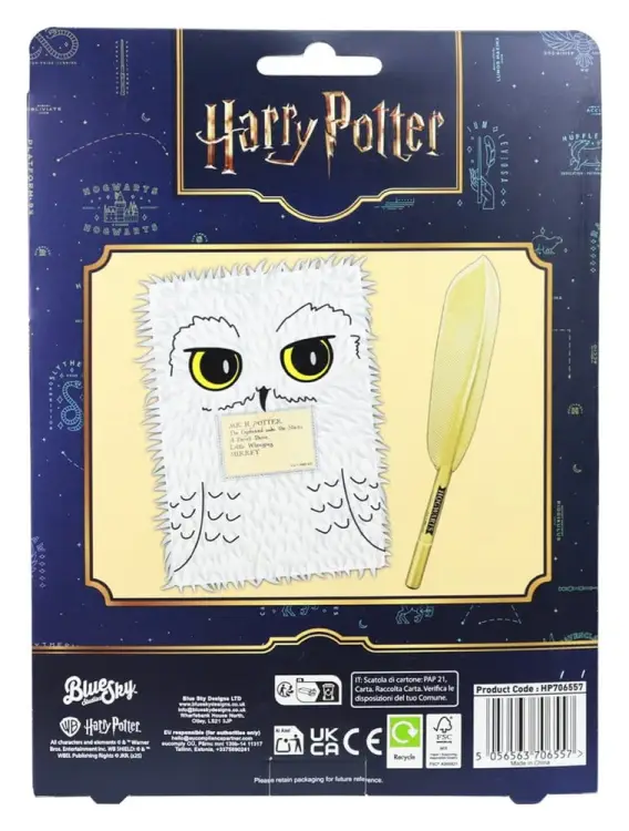 Thumbs Up Harry Potter - Hedwig - Plush Notebook Set with Pen Magical Locations