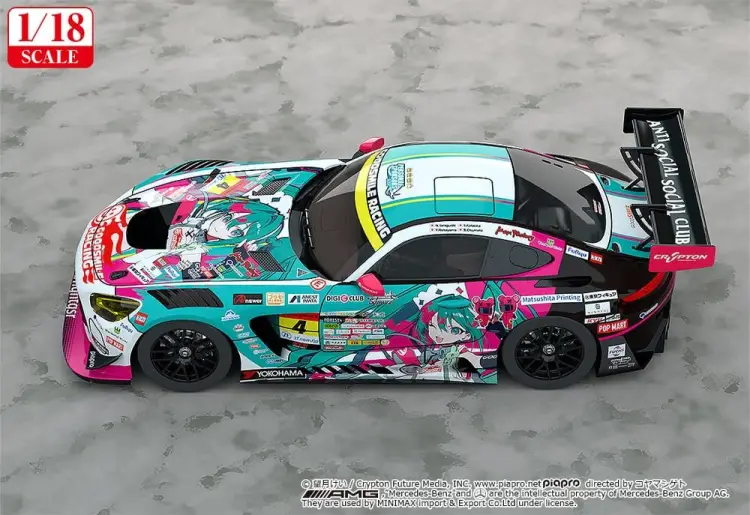 Good Smile Racing - Hatsune Miku GT Project 1/18 Scale Model Car Good Smile Hatsune Miku AMG 2025 Season Opening Ver. 26 cm