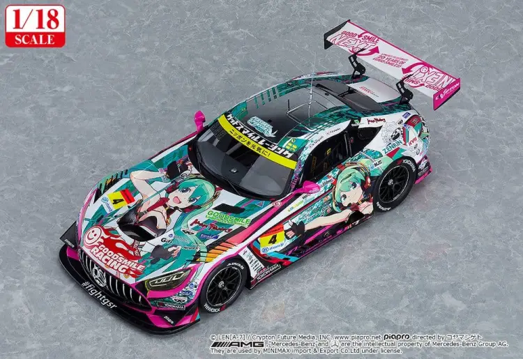 Good Smile Racing - Hatsune Miku GT Project 1/18 Scale Model Car - Good Smile Hatsune Miku AMG 2020 SUPER GT Okayama Test Version 26 cm