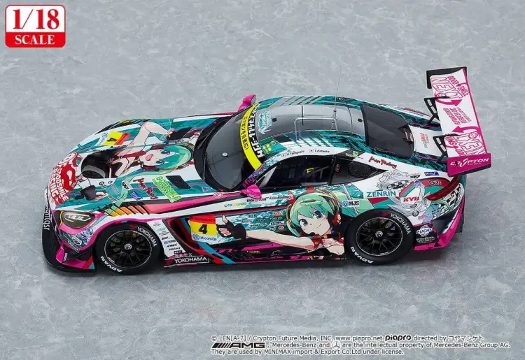 Good Smile Racing - Hatsune Miku GT Project 1/18 Scale Model Car - Good Smile Hatsune Miku AMG 2020 SUPER GT Okayama Test Version 26 cm