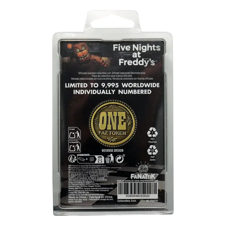 FaNaTtik Five Nights at Freddys - One Faz Token Kolekcjonerska Moneta Edycja Limitowana