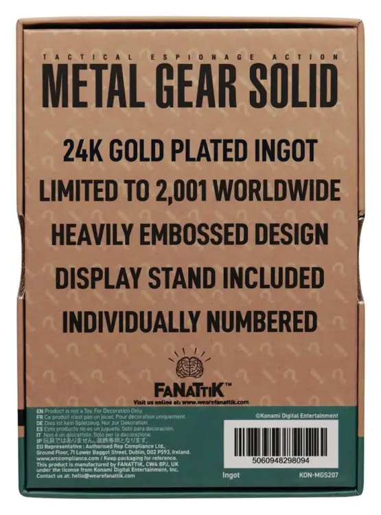 FaNaTtik Metal Gear Solid 2 - Solid Snake - Ingot 24k Gold Plated Limited Edition
