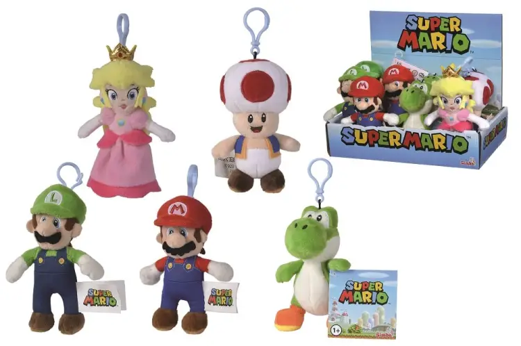 Simba Toys Nintendo - Mario - Pluszowe Breloki Display 12 sztuk 4 wzory 12 cm