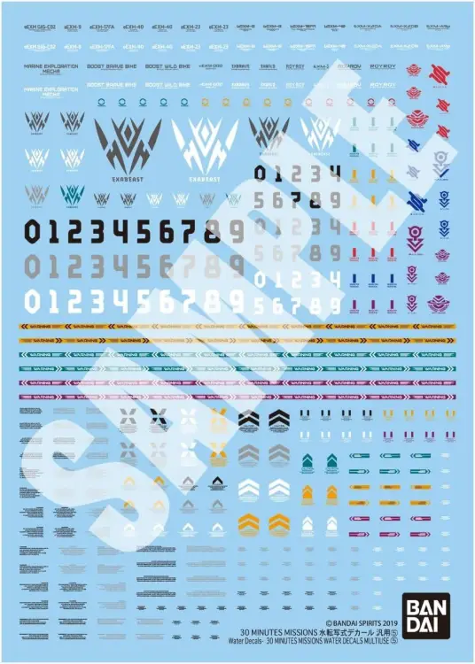 Bandai Gundam - 30 MINUTES MISSIONS - Water Decals Multiuse