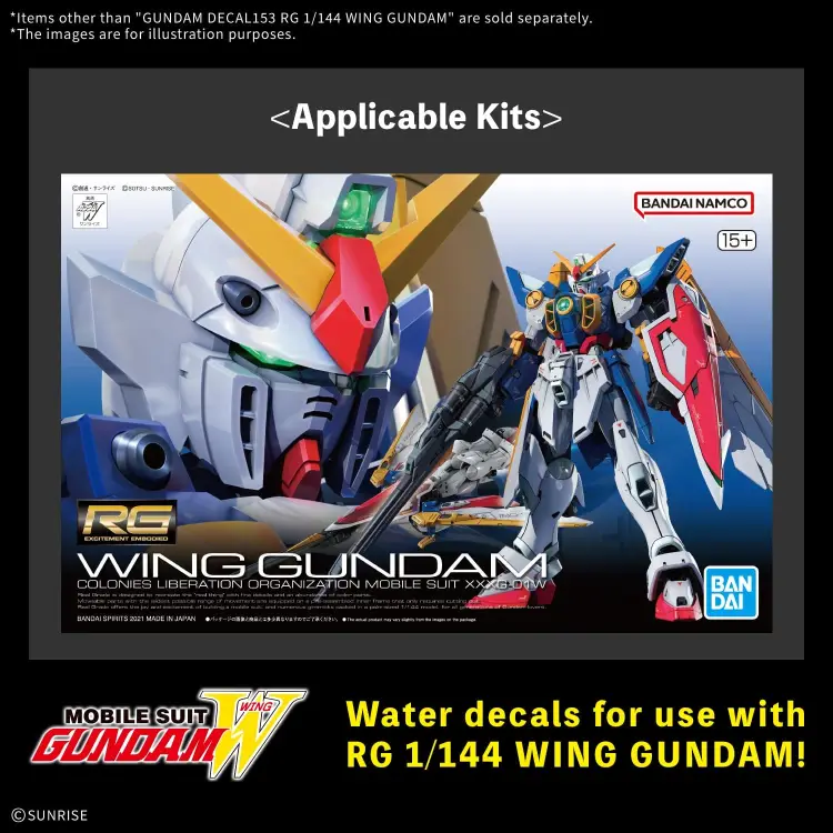 Bandai Gundam - Wing Gundam - Decal 153 RG 1/144 Model Kit
