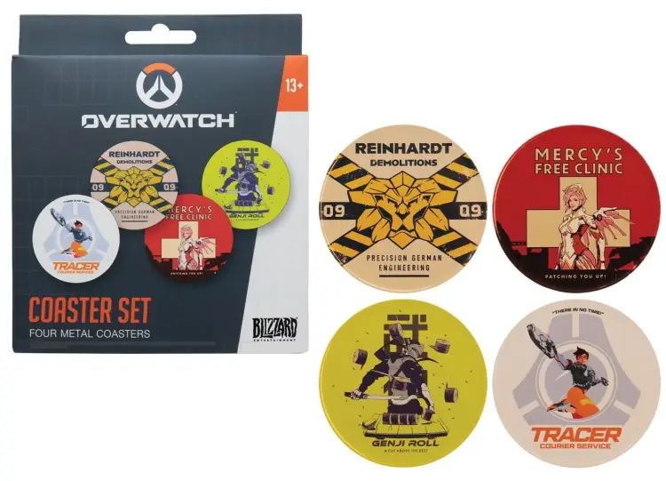Fanattik Overwatch - 4 Metalowe Podkładki z Wytłoczeniami