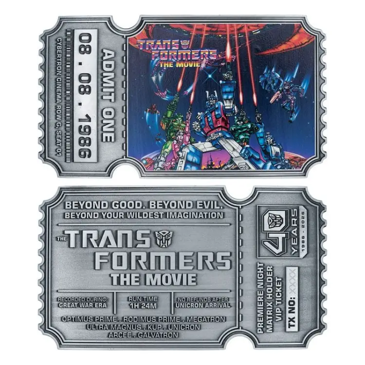 Fanattik Transformers - 40th Anniversary - Metal Replica Movie Ticket