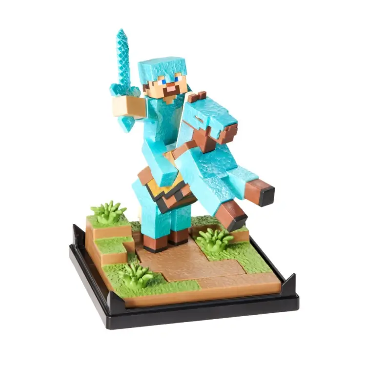 Noble Collection - MINECRAFT - Steve "Diamond Armor" & Horse - Figure Diorama 18cm