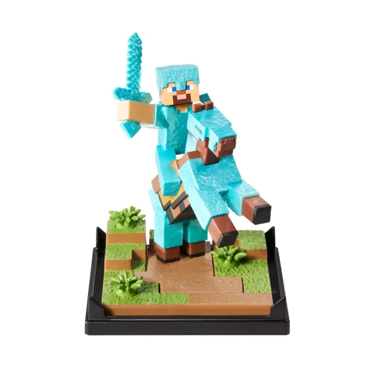 Noble Collection - MINECRAFT - Steve "Diamond Armor" & Horse - Figure Diorama 18cm