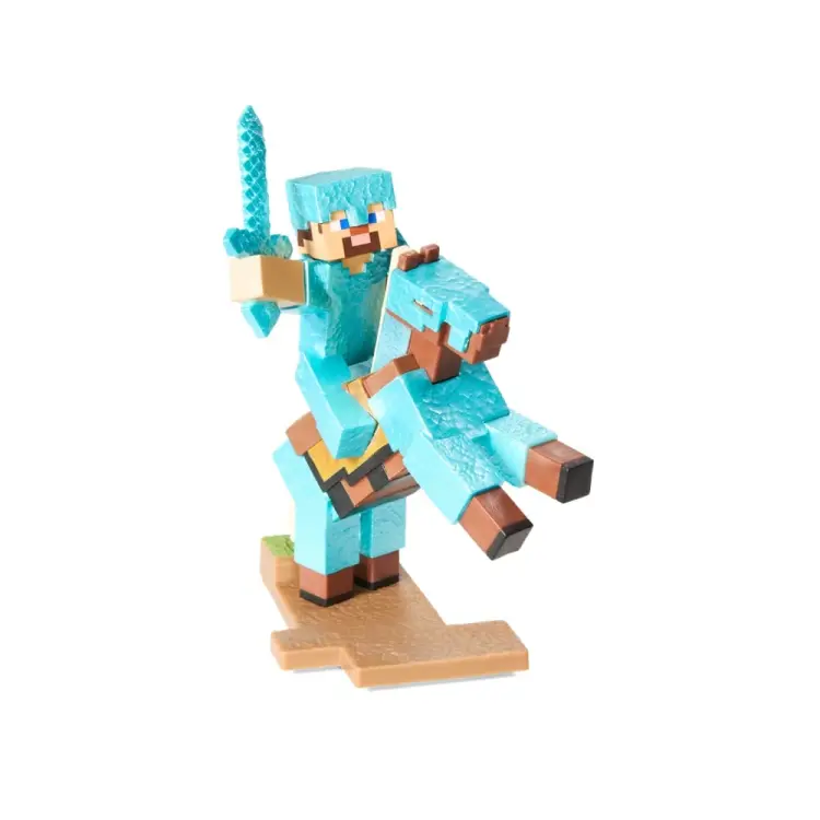 Noble Collection - MINECRAFT - Steve "Diamond Armor" & Horse - Figure Diorama 18cm