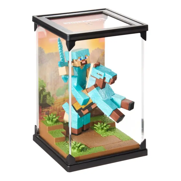 Noble Collection - MINECRAFT - Steve "Diamond Armor" & Horse - Figure Diorama 18cm